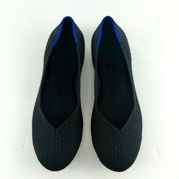 Rothy’s The Flat Size 9 W Round Toe Comfort Slip On  Ballet Flats in Black Blue - Picture 1 of 11